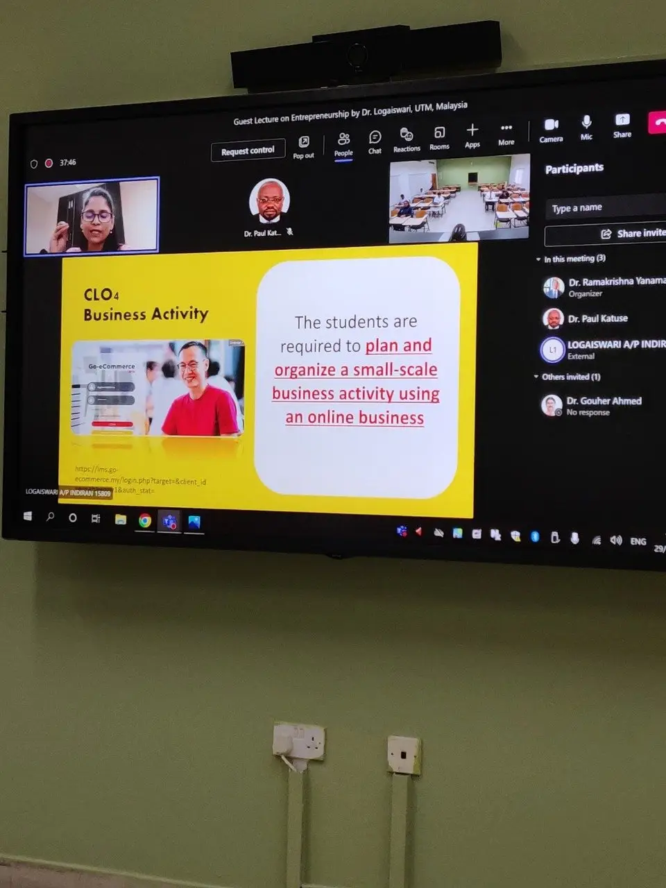 Online Guest Lecture: 'Best Practices in Entrepreneurial Initiatives to Create a Sustainable World'