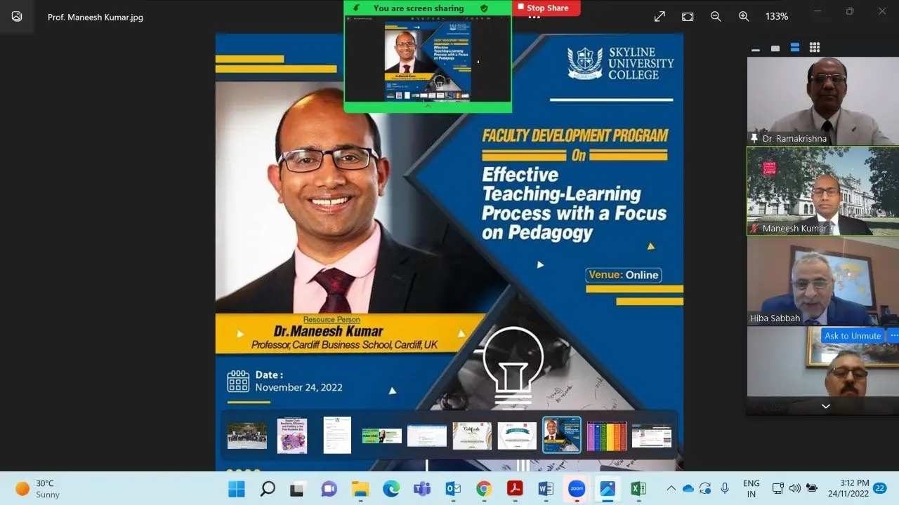 Skyline University College, Sharjah conducted an Online Faculty Development Program