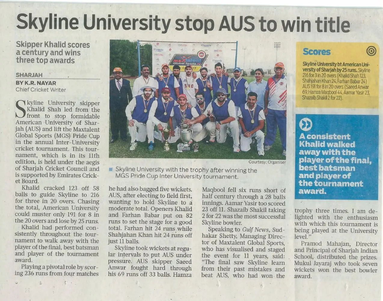 Skyline University wins title
