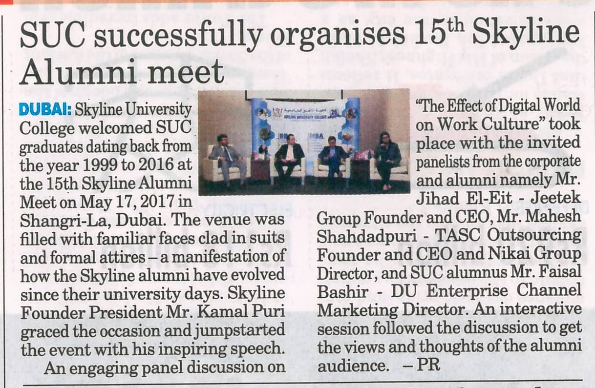 SUC in Media - Gulf Today.