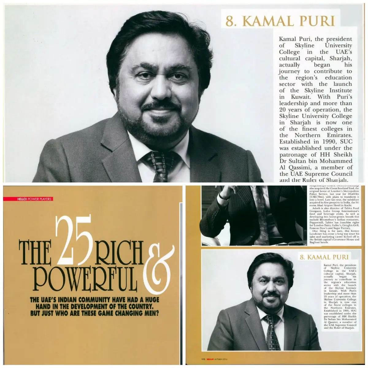 Founder President Mr. Kamal Puri is featured in the autumn issue of Hello Magazine Founder President Mr. Kamal Puri is featured in the autumn issue of Hello Magazine